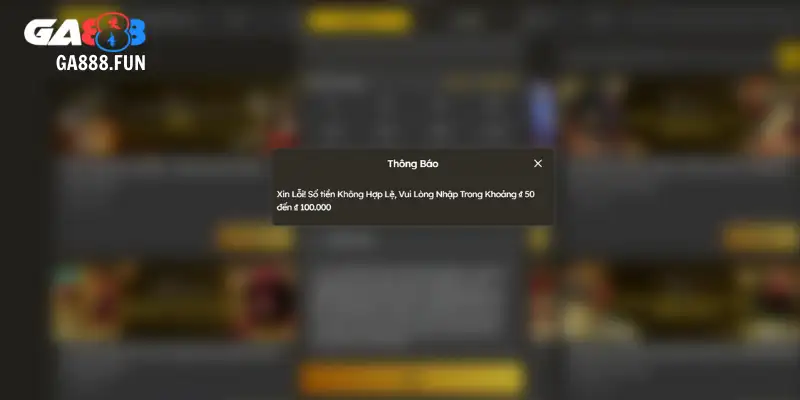 Nhập sai các thông tin tài khoản yêu cầu