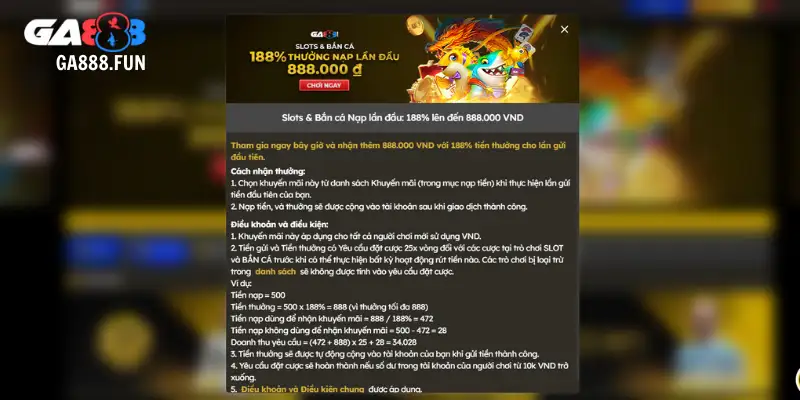 Thưởng nạp lần đầu hấp dẫn cho bet thủ