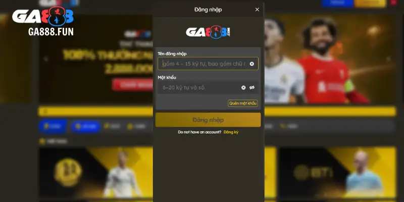 Truy cập website chính thức để đăng nhập GA888